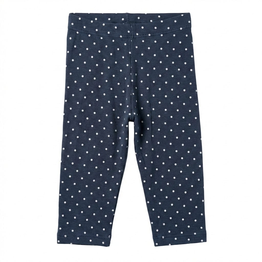 Navy Blue Legging with White Polka Dot Pattern (BG-000201) - girl tights