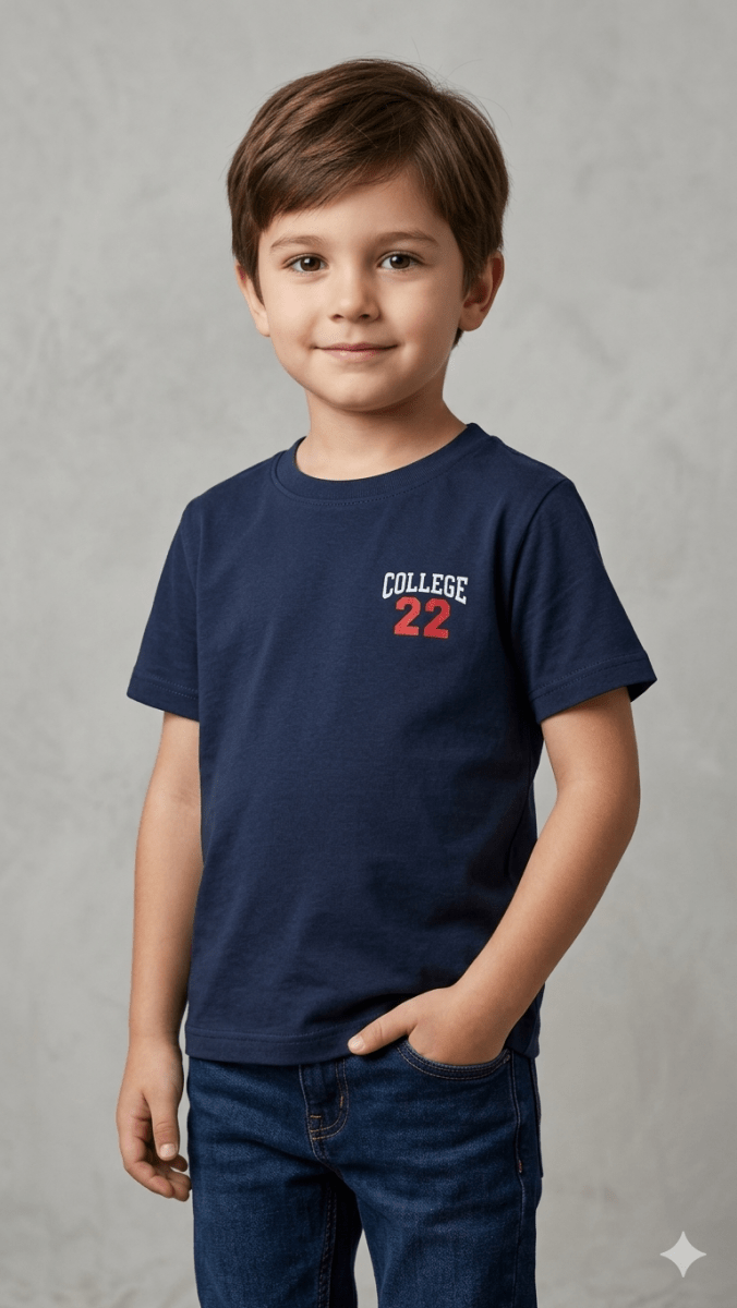 NAVY BLUE SHIRT COLLEGE 22 (BG-000594) - boy tshirt