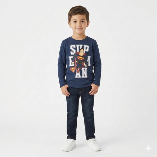 Navy blue Shirt with Superman Graphic (BG-000309) - boy tshirt