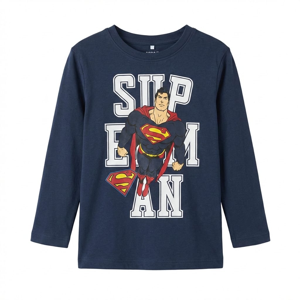 Navy blue Shirt with Superman Graphic (BG-000309) - boy tshirt