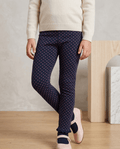 NAVY BLUE TIGHTS WITH PINK DOTS (BG-000785) - girl tights