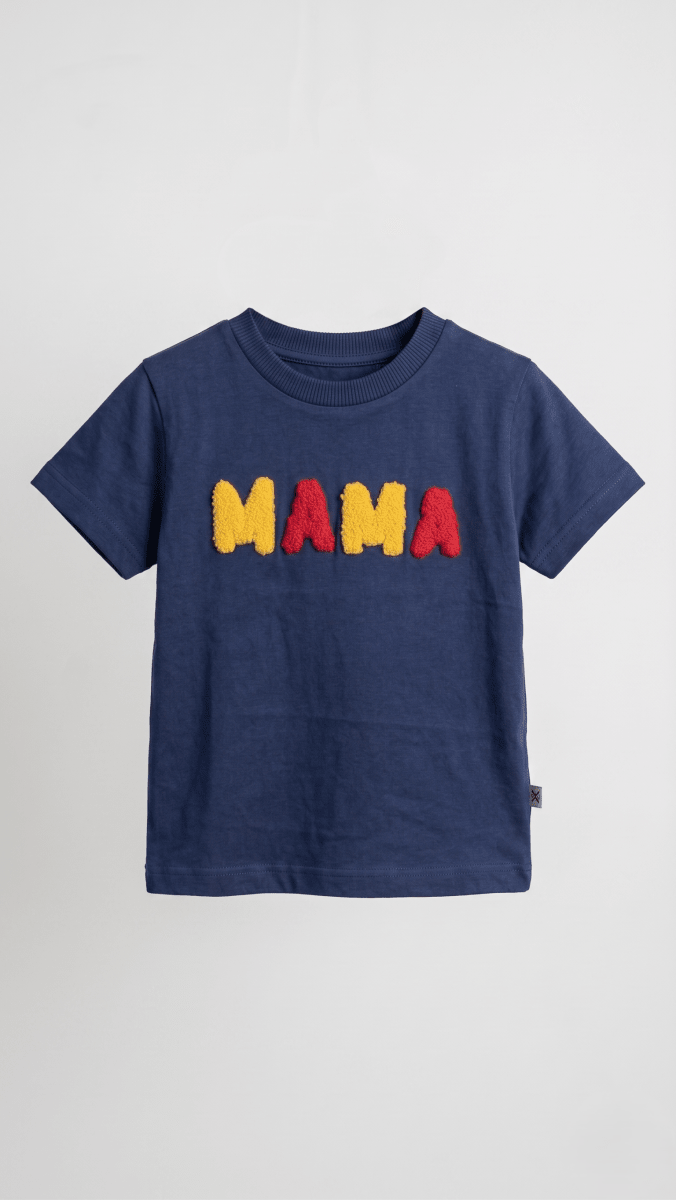 Navy "MAMA" Chenille Letter Boys' Tee (BG-000650) - boy tshirt