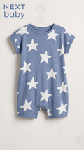 Next Baby Premium Blue Star Print Summer Romper (BG-000585) - romper