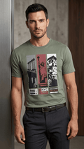 NYC "Liberty" Triptych Sage Green Graphic Tee (BG-000662) - men shirts