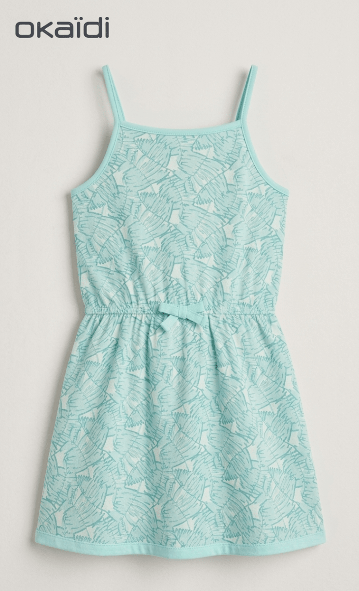 OKAIDI MINT GREEN FROCK LEAFS PRINT (BG-000774) - frock