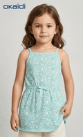 OKAIDI MINT GREEN FROCK LEAFS PRINT (BG-000774) - frock