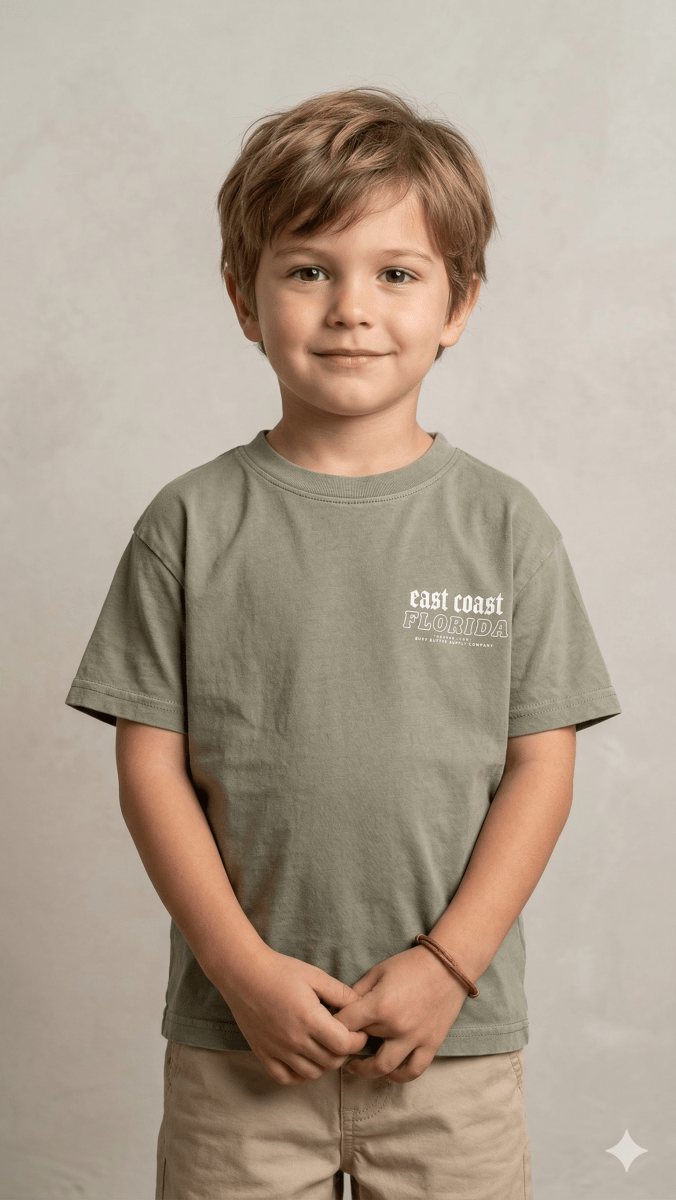 olive green with east coast florida BG-000456 - boy tshirt