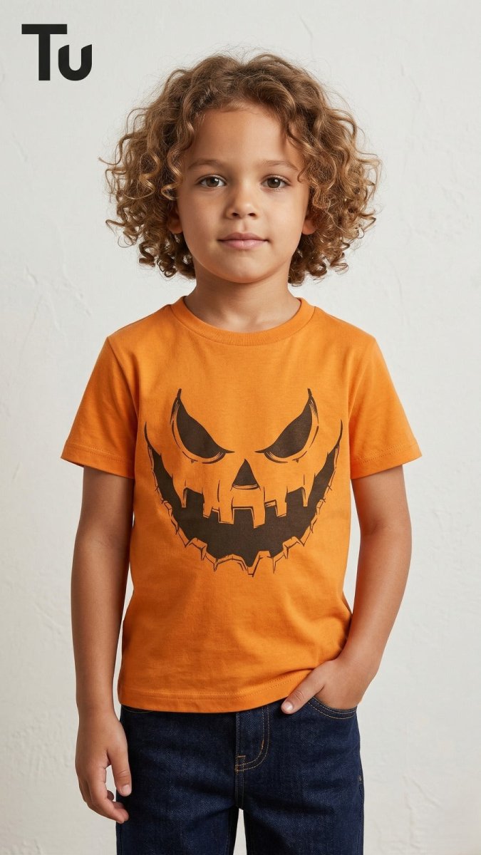 Orange with Black Face (BG-000484) - boy tshirt