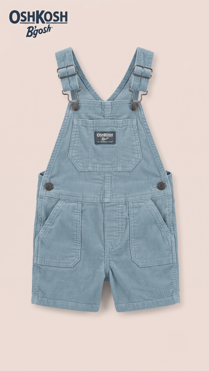 OshKosh B'gosh Boys' Corduroy Shortalls - Light Blue (BG-000590) - dungaree