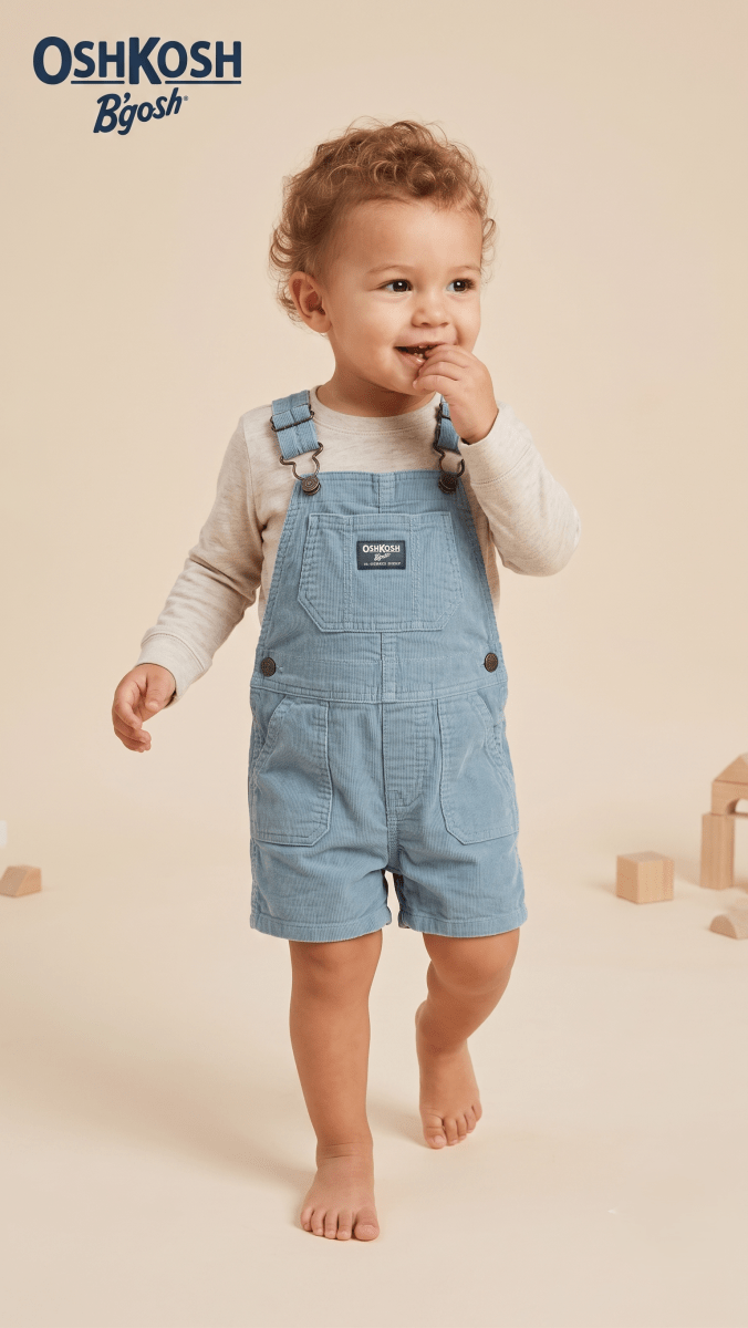 OshKosh B'gosh Boys' Corduroy Shortalls - Light Blue (BG-000590) - dungaree