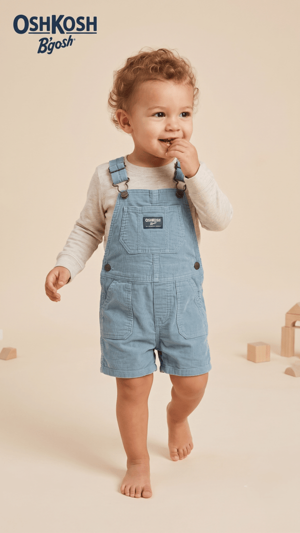 OshKosh B'gosh Boys' Corduroy Shortalls - Light Blue (BG-000590) - dungaree
