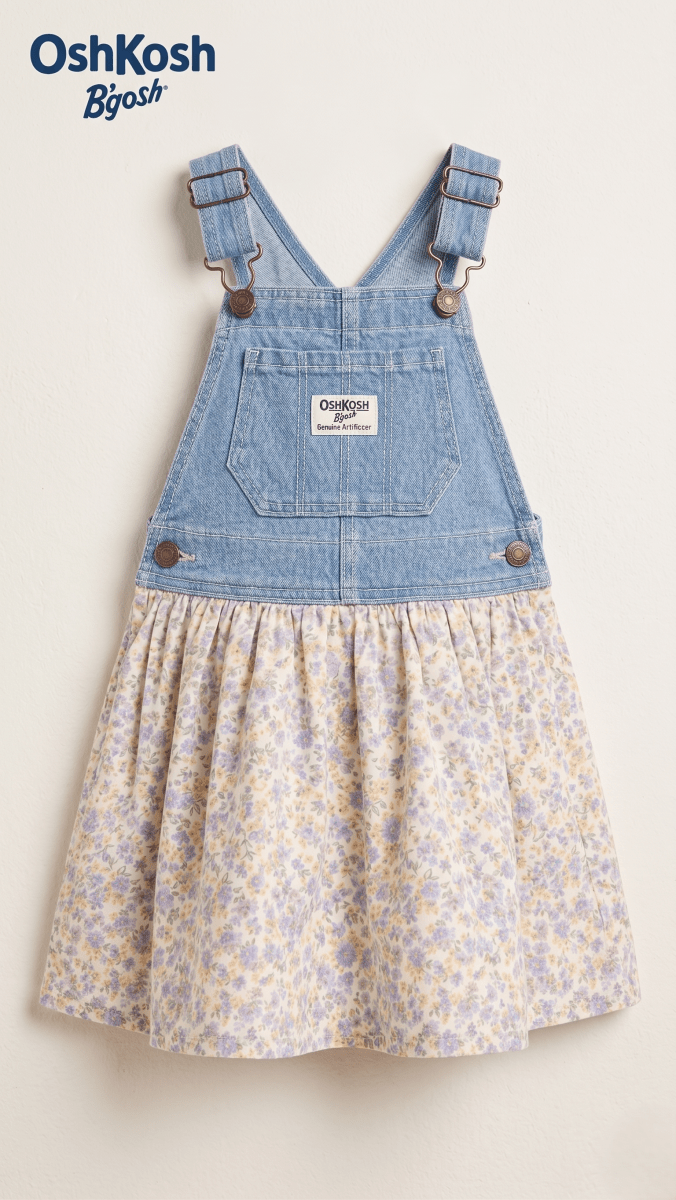 OshKosh B'gosh Denim & Lavender Floral Dungaree Dress (BG-000575)