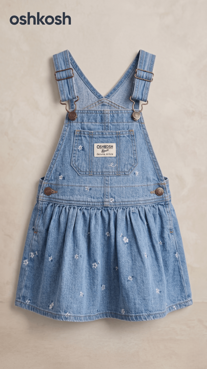 OshKosh Denim Dungaree Dress Daisy Print (BG-000577) - frock