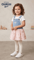 OshKosh Denim & Pink Floral Dungaree Dress (BG-000574) - frock