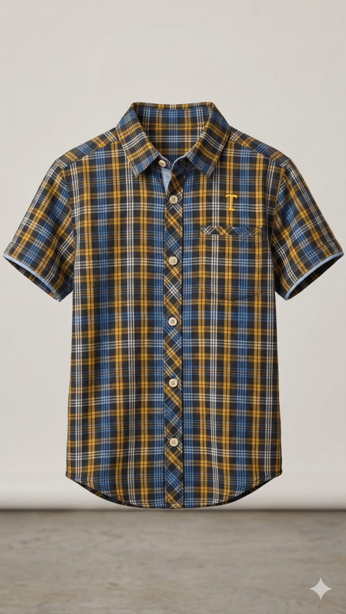 OSHKOSH YELLOW AND BLUE CASUAL SHIRT HALF SLEEVES (BG-000689) - boy tshirt