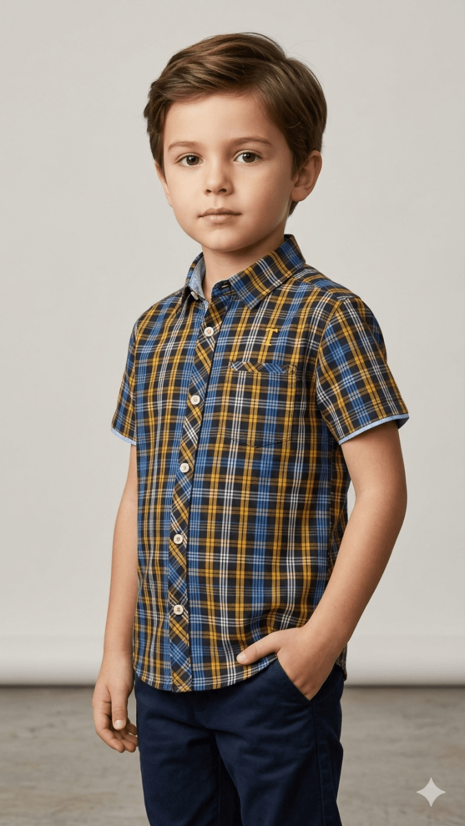 OSHKOSH YELLOW AND BLUE CASUAL SHIRT HALF SLEEVES (BG-000689) - boy tshirt