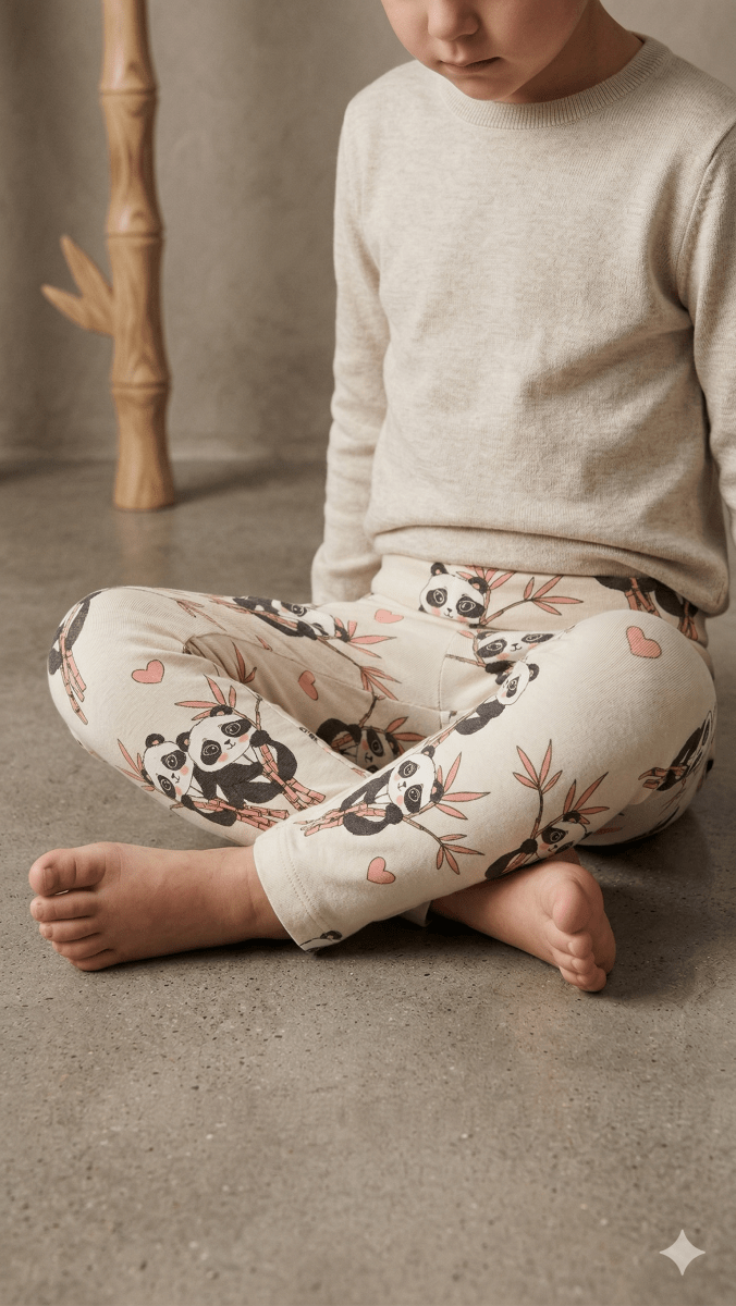 Panda & Cherry Blossom Legging (BG-000518) - girl tights