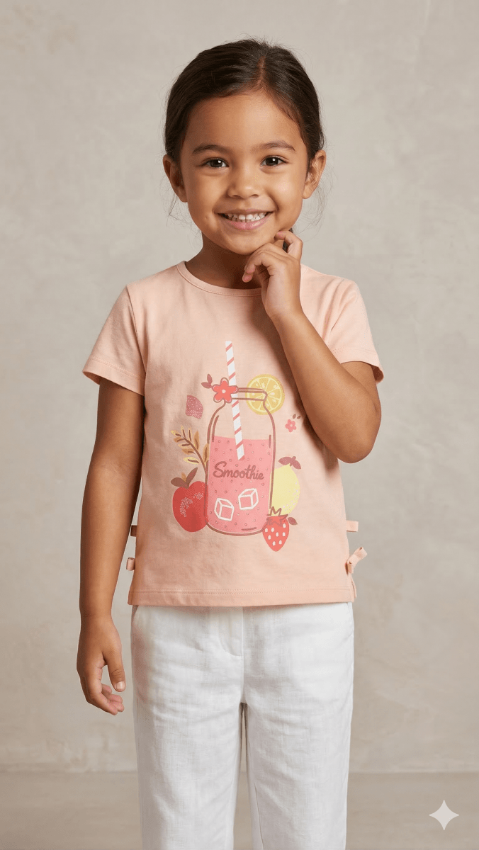 peach with smoothie drink BG-000452 - blouse