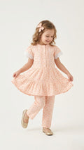 Peachy Pastel Blossom – Lace Detailed Elegant 2-Piece (BG-000696) - 2 piece suit