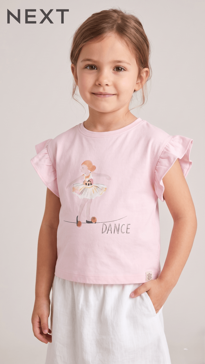 Pink Ballerina Frill Sleeve Blouse-Little Girls (BG-000622) - blouse