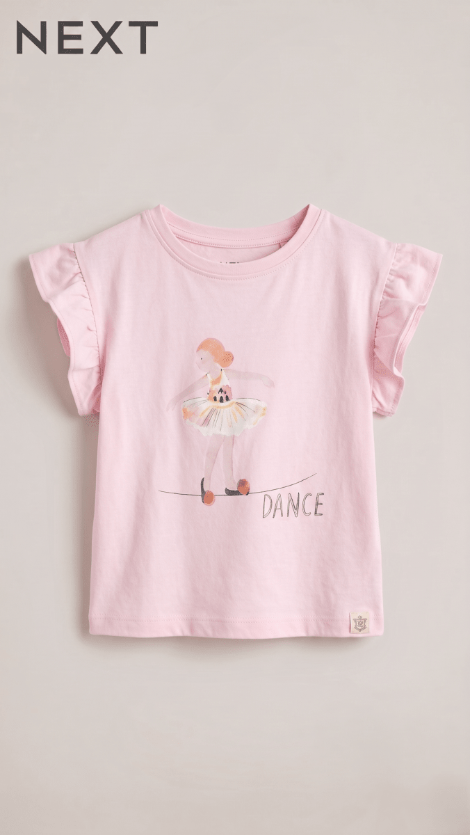 Pink Ballerina Frill Sleeve Blouse-Little Girls (BG-000622) - blouse