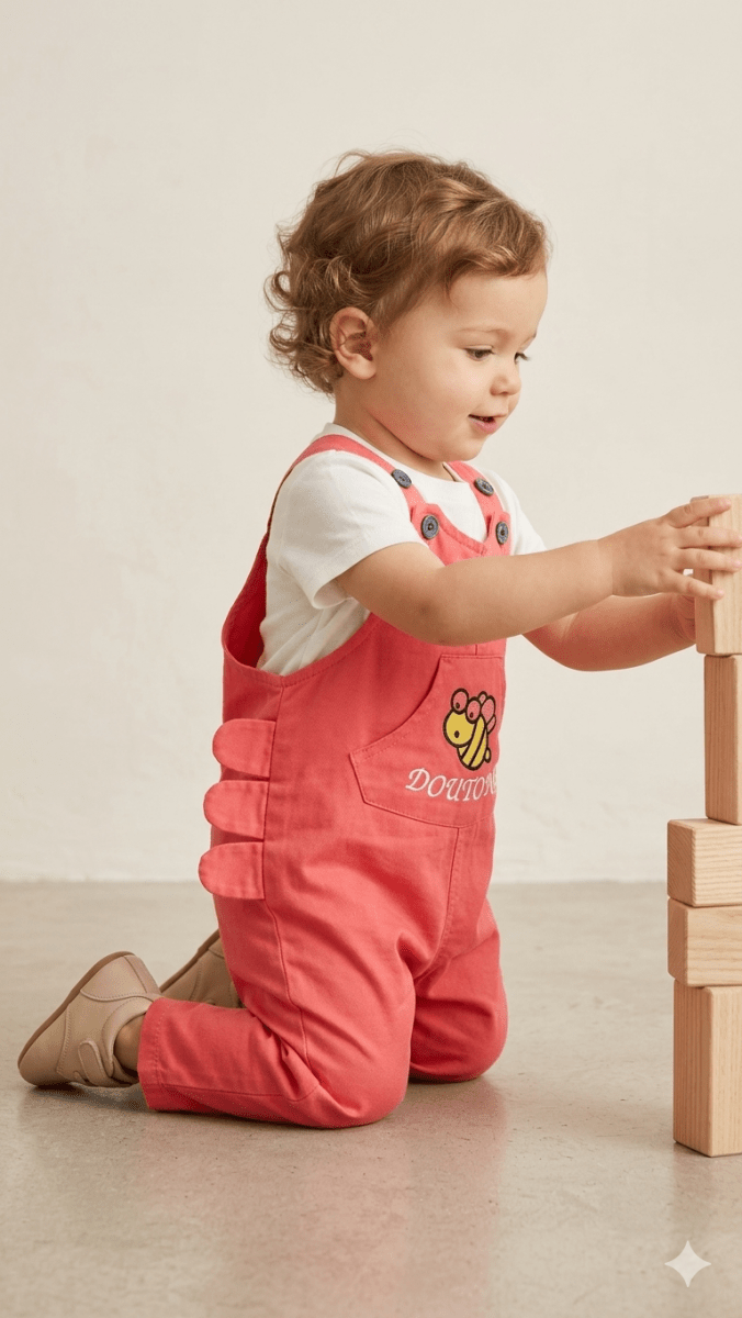 Pink Jumpsuit with Bee (BG-000472) - dungaree