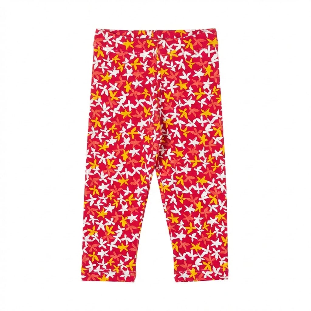 Pink Legging with White & Yellow Stars Print (BG-000229) - girl tights