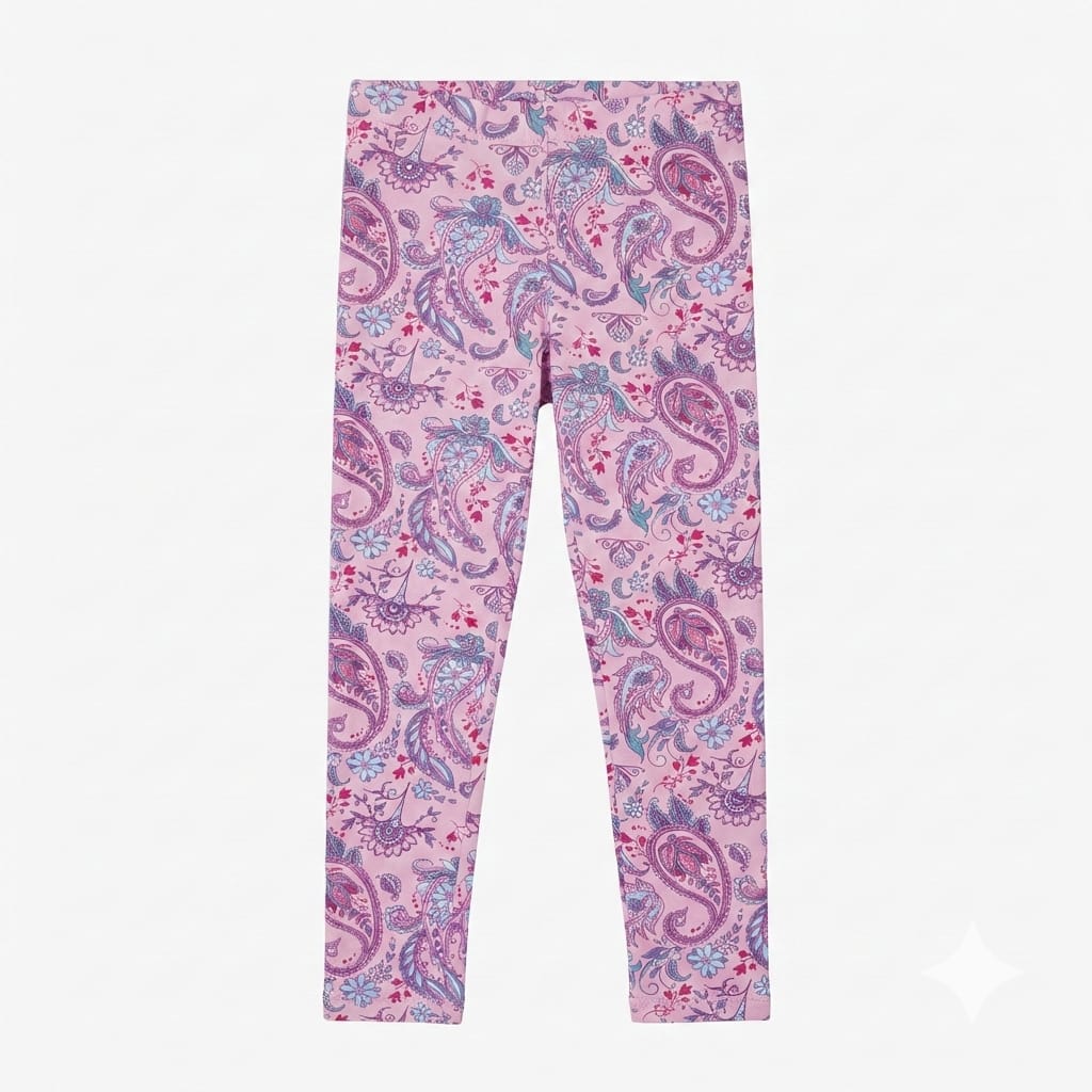 Pink Paisley Print Legging (BG-000219) - girl tights