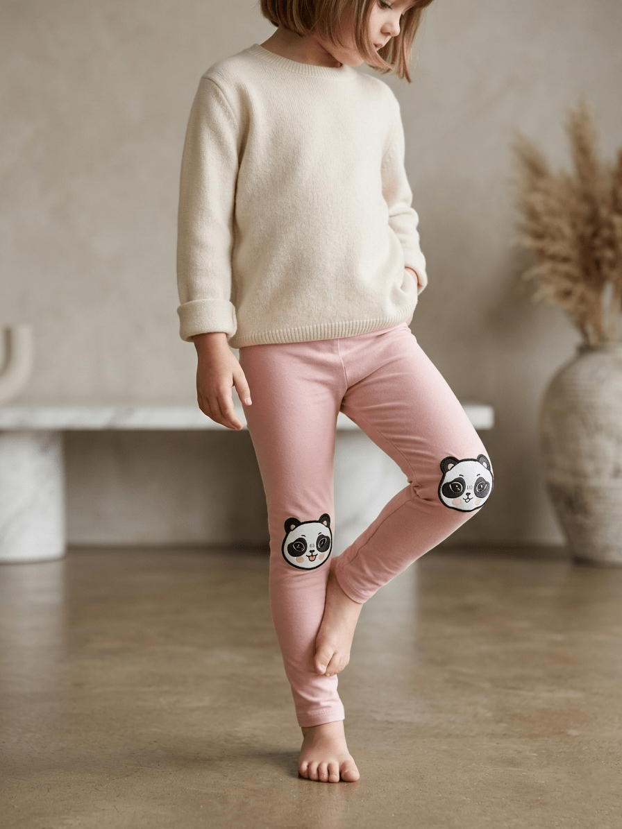 PINK TIGHTS WITH PANDA PRINT ON FOOT (BG-000804)