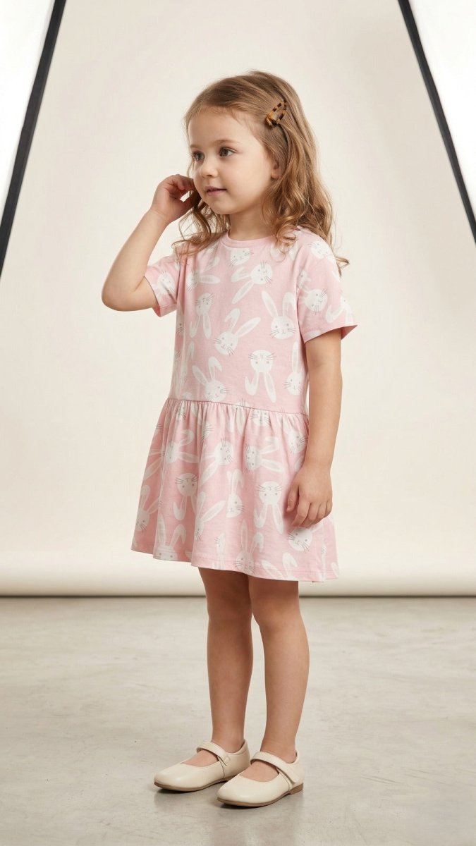 Pink with White Bunnies (BG-000465) - frock