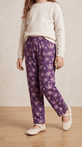 Purple Ditsy Floral Girls' Wide-Leg Trouser (BG-000618) - girl trouser