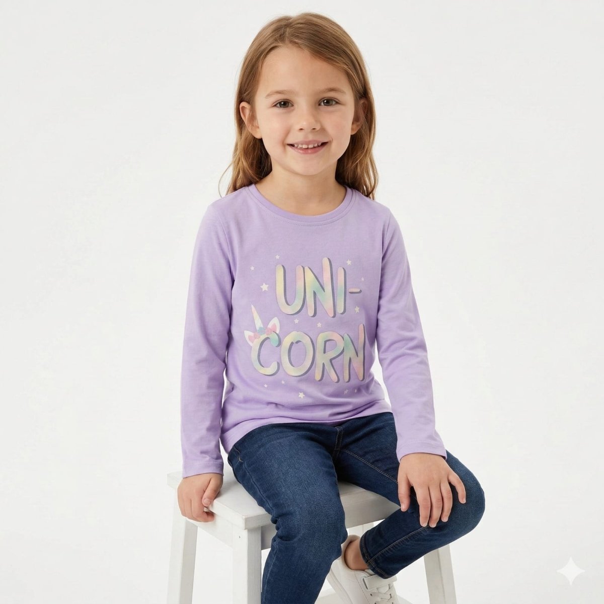 Purple Unicorn with Stars Printed Long sleeve (BG-000301)