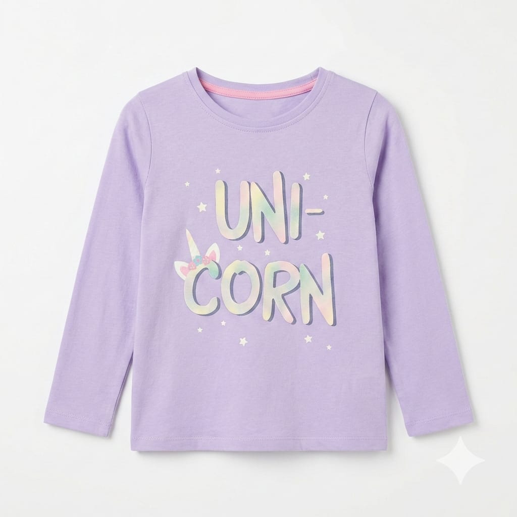 Purple Unicorn with Stars Printed Long sleeve (BG-000301)