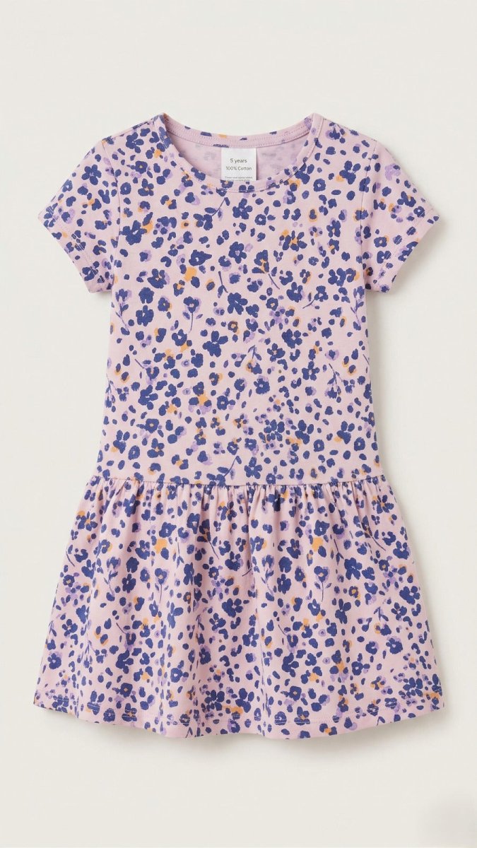 Purple with Blue Pink & Orange Flowers (BG-000489) - frock