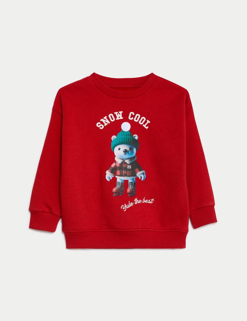 Red marks & spencer sweatshirt with a bear graphic (BG-000061)