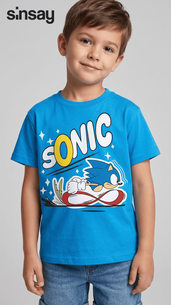 Sinsay Boys' Sonic the Hedgehog Graphic T-Shirt - Light Blue (BG-000768) - boy tshirt