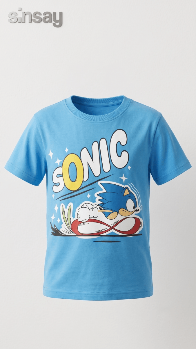 Sinsay Boys' Sonic the Hedgehog Graphic T-Shirt - Light Blue (BG-000768) - boy tshirt