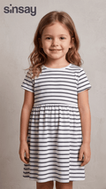 Sinsay Navy Stripe Short Sleeve Girls' Dress (BG-000573) - frock