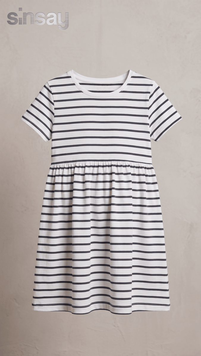 Sinsay Navy Stripe Short Sleeve Girls' Dress (BG-000573) - frock