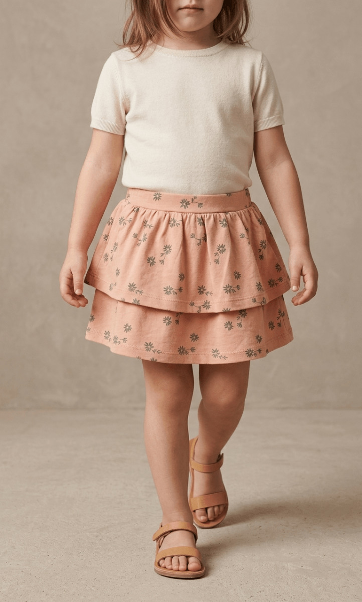 SINSAY PEACH SKIRT WITH FLOWER PRINT (BG-000743) - Skirt