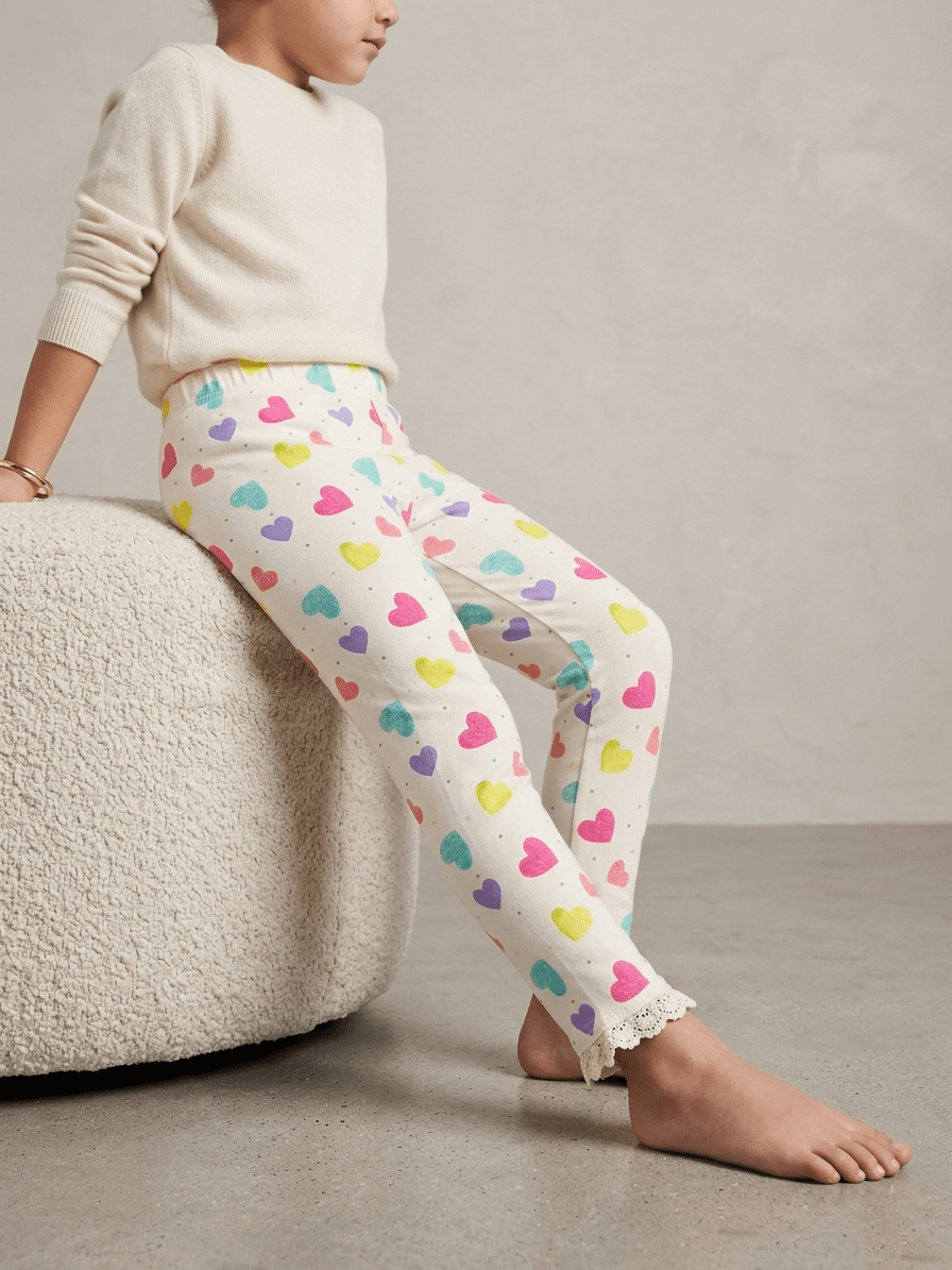 SKIN TIGHTS WITH COLOURFUL HEARTS PRINT (BG-000799) - girl tights