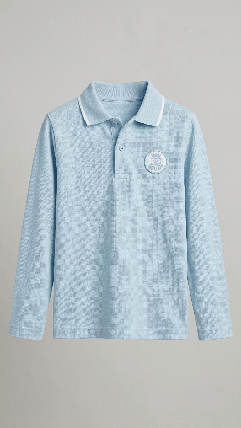 Sky Blue Long Sleeved Polo Shirt (BG-000138)