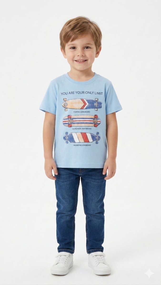 Sky Blue Skateboard Graphic T-shirt (BG-000353) - boy tshirt