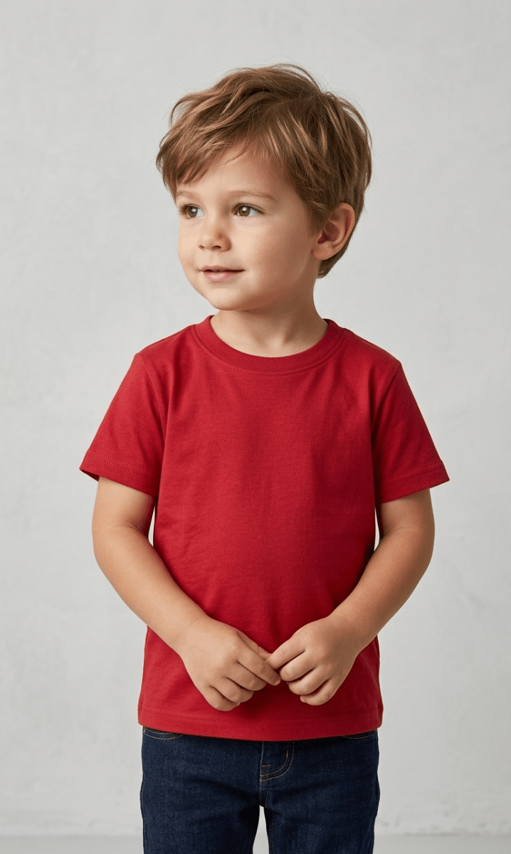 SUPER BOY RED SHIRT 98 PRINT ON BACK SIDE (BG-000676) - boy tshirt