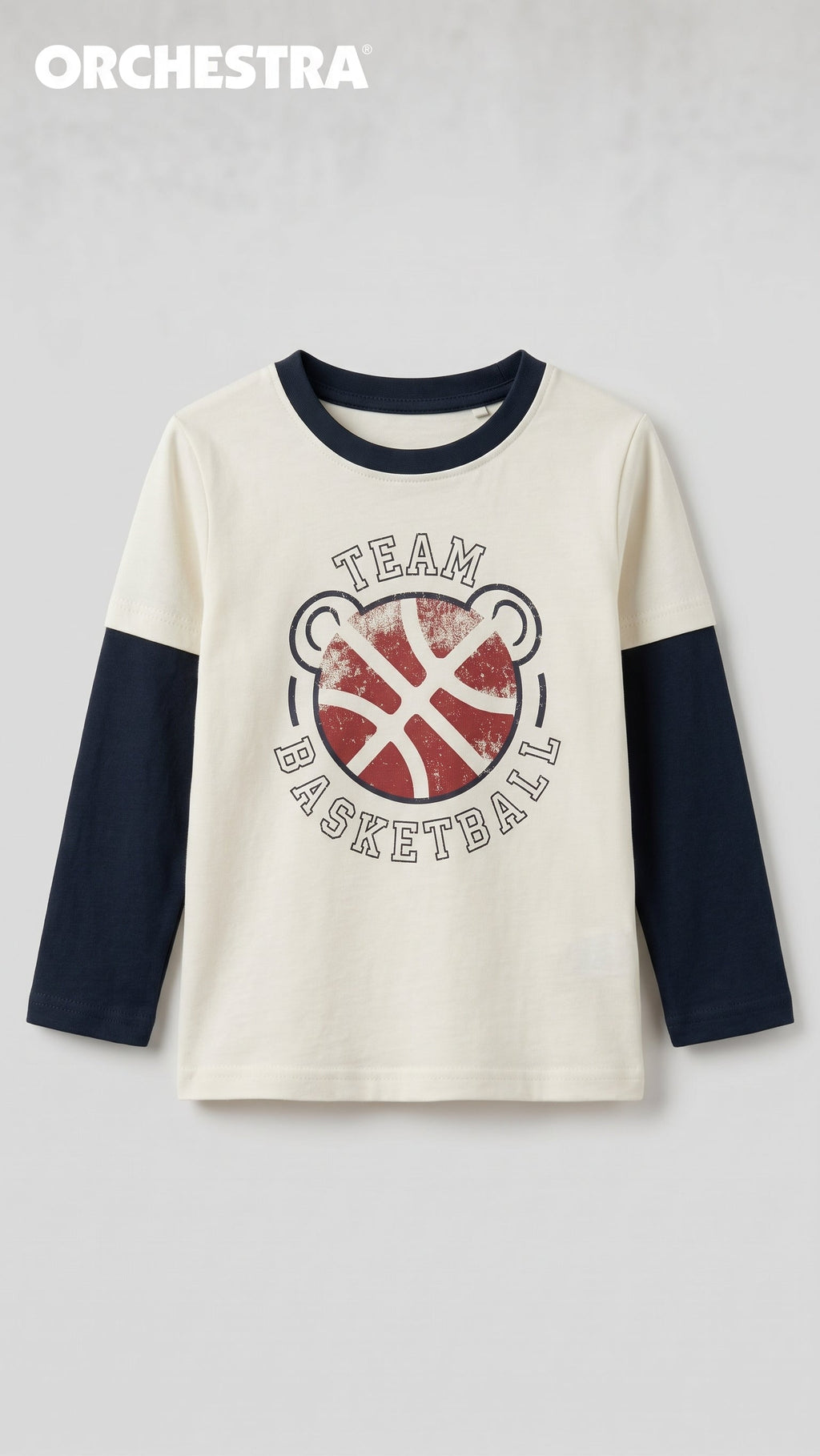 Toddler Boys "Team Basketball" Graphic Long-Sleeve T-Shirt Orchestra (BG-000955)
