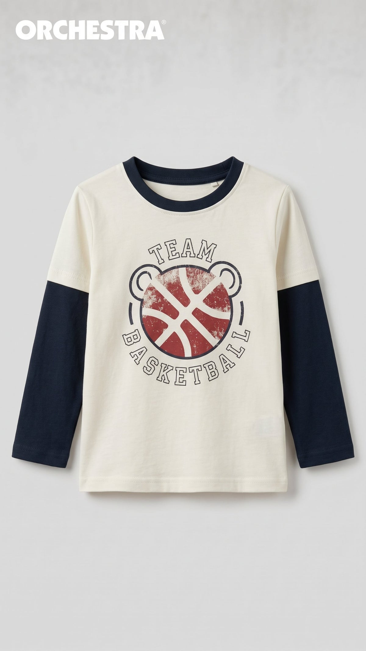 Toddler Boys "Team Basketball" Graphic Long-Sleeve T-Shirt Orchestra (BG-000955)