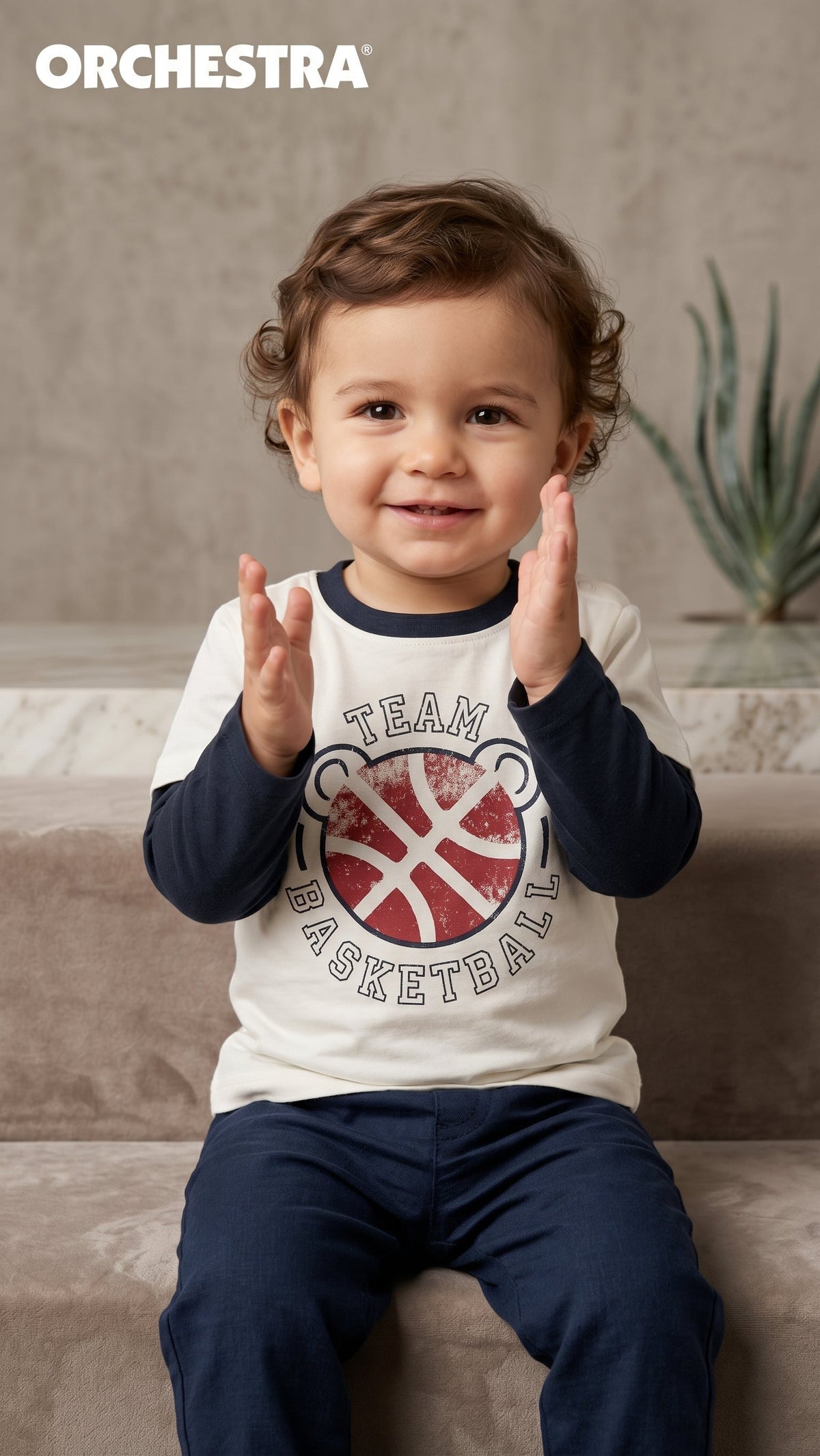 Toddler Boys "Team Basketball" Graphic Long-Sleeve T-Shirt Orchestra (BG-000955)
