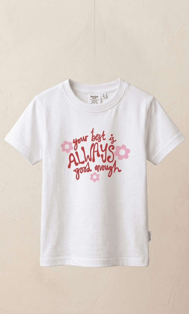 TODDLERS WHITE SHIRT YOUR BEST IS ALWAYS GOOD ENOUGH PRINT (BG-000674) - blouse