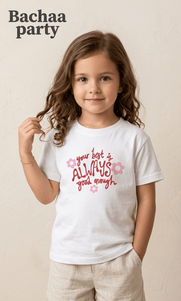 TODDLERS WHITE SHIRT YOUR BEST IS ALWAYS GOOD ENOUGH PRINT (BG-000674) - blouse