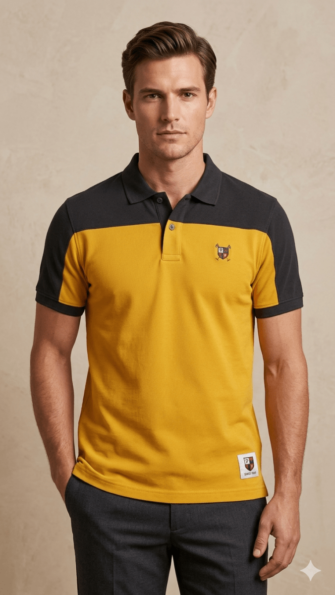 US POLO BLACK TOP AND YELLOW BOTTOM (BG-000725) - men shirts